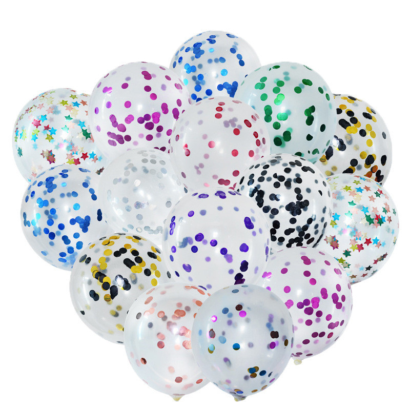 ((100 Pieces) 40cm Transparent Sequin Balloons Ground Push Sweep Code ...