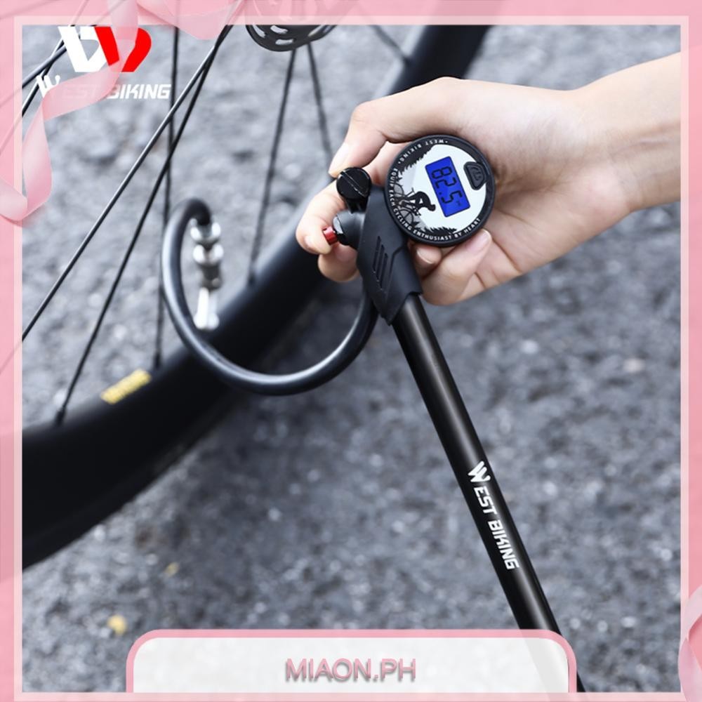 [miaon.ph] 300PSI High Pressure Bike Tire Air Pump with Digital Gauge for Front Fork & Rear