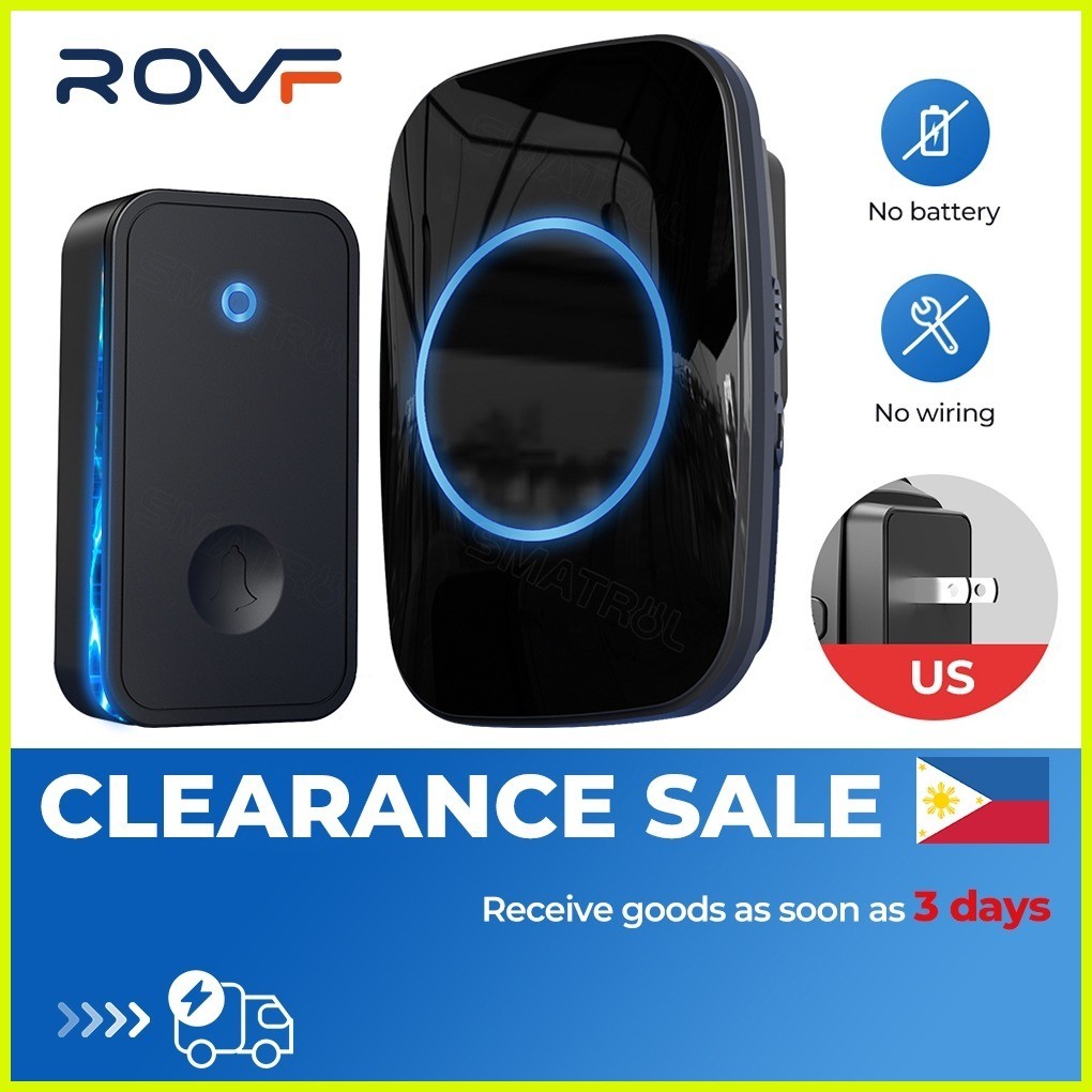 【hot sale】 ROVF Wireless DoorBell 60 ringtones Self Powered Waterproof