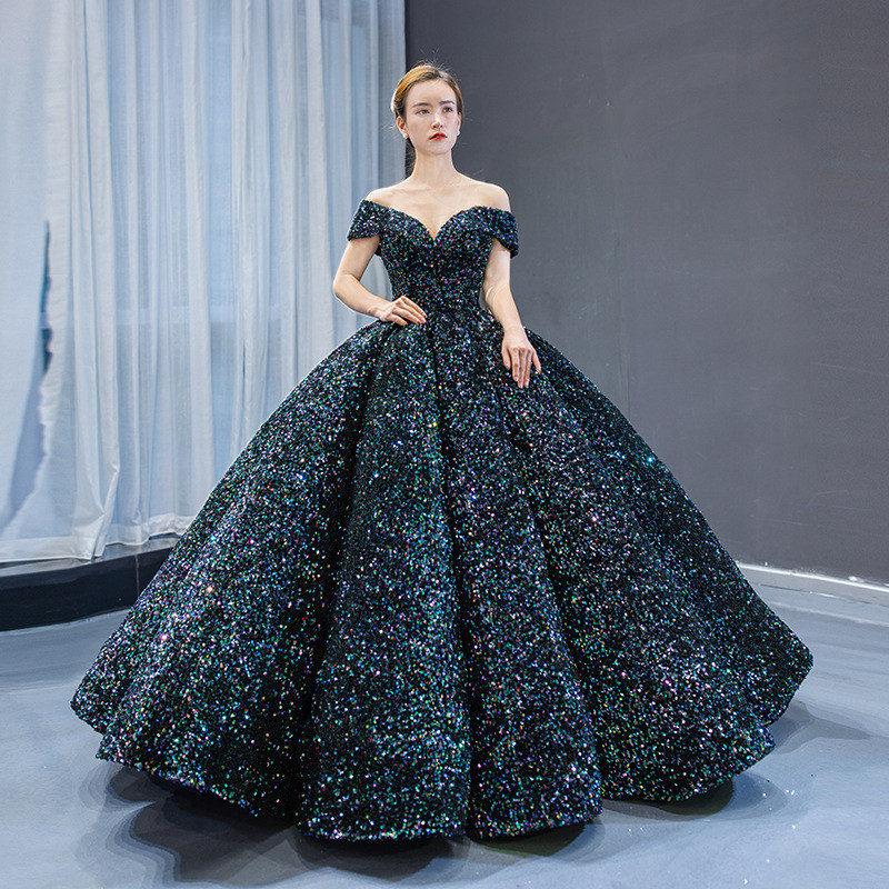 Bridal Wedding Banquet Evening Dress Sequin Birthday Party Graduation Ball  Evening Dress