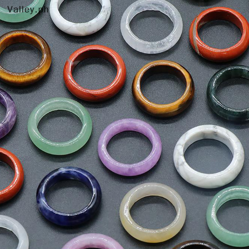 Valley* 1Pcs Natural Stone Rings Exquisite Agates Crystal Ring For