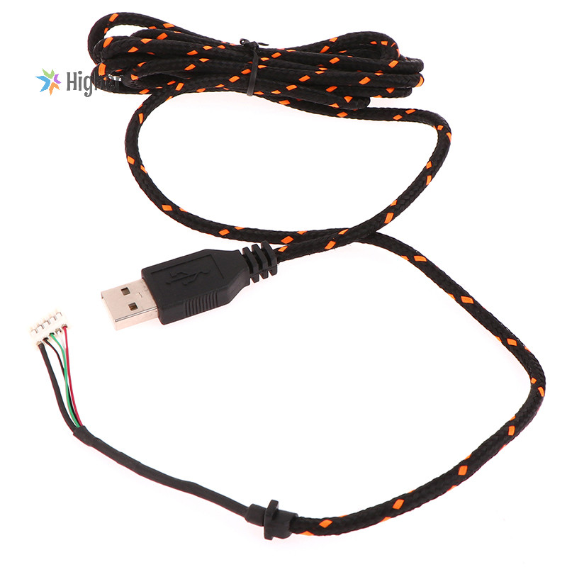 Higher＞ Nylon USB Mouse Cable Line Replacement Wire Orange, White For ...