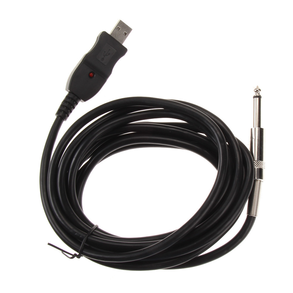 Guitar Bass 1/4'' 6.3mm To USB Link Connection Instrument Cable Adapter ...