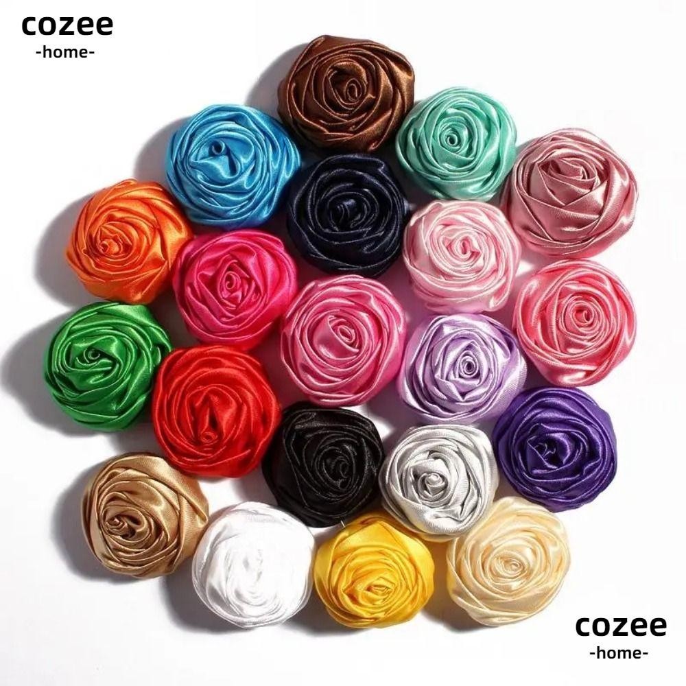 COZEE 10Pcs Satins Ribbon Rolled Rose, 5.5CM Bouquet Satin Artificial