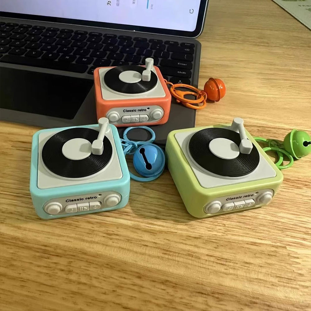 Retro Phonograph Keychain Mini Sound Recording Music Keyring Pendant ...