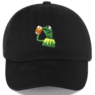 AVOCADA Knitted Cap, Frog Sipping Tea Cotton The Frog Hat, Adjustable ...