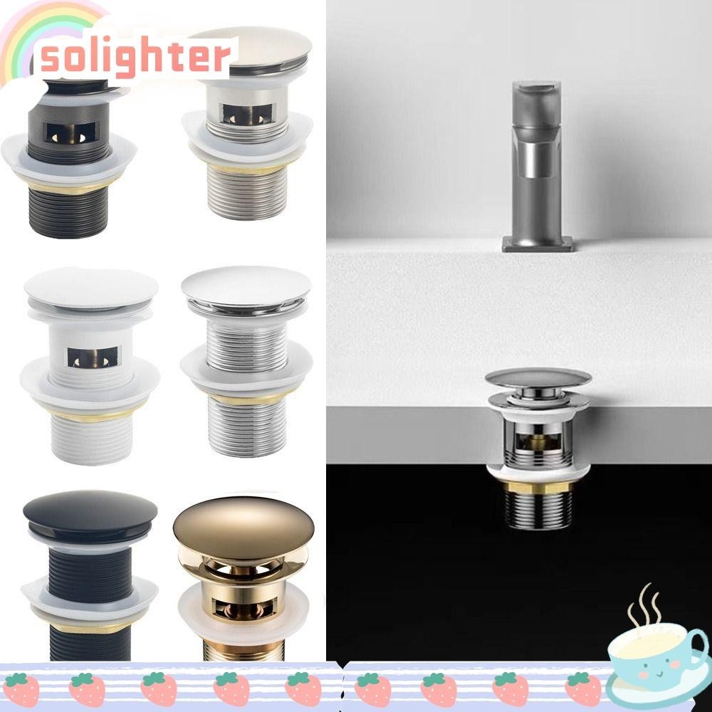 SOLIGHTER Sink Drain Waste Stopper, Slotted Unslotted Waste Button ...