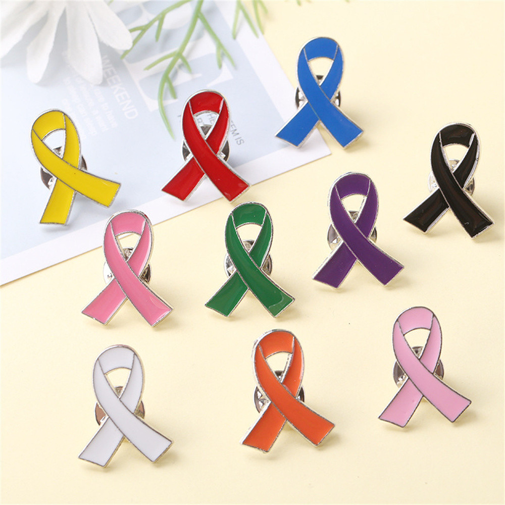 Pink Red Yellow Ribbon Enamel Brooch For Women Surviving Breast Cancer ...