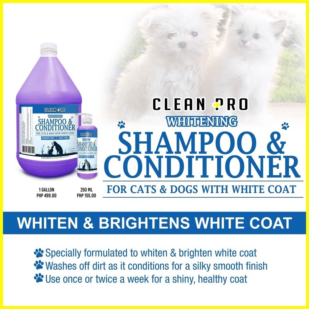 ∈ ☾ Clean Pro Dog And Cat Whitening Shampoo & Conditioner 1 Gallon
