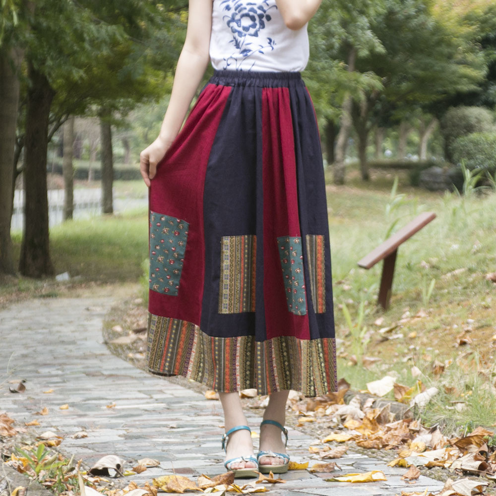 Linen swing skirt best sale