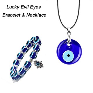 Blessed Evil Eye Necklace Women Lucky Round Blue Eyes Rope Couple Necklaces Jewelry Shopee