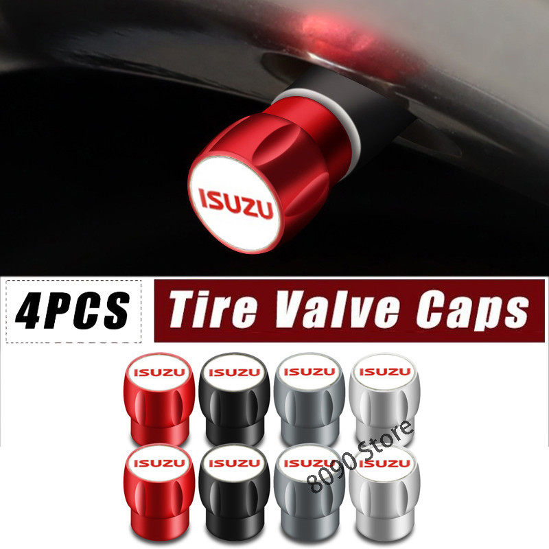 4pcs Set Metal Car Tire Valve Caps Tyre Stem Airtight Covers For Isuzu