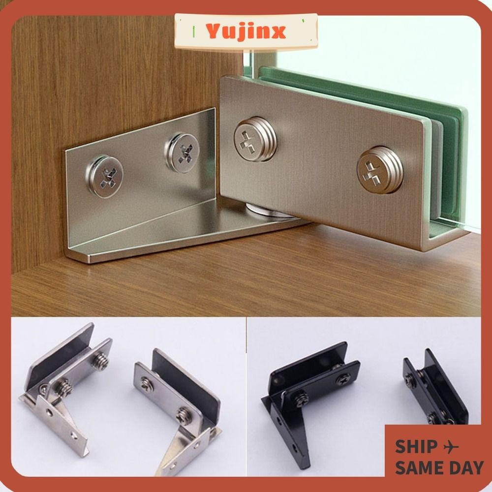 2pcs Glass Door Hinge Zinc Alloy Frameless Glass Door Clamp For Cupboard Display Cabinet...