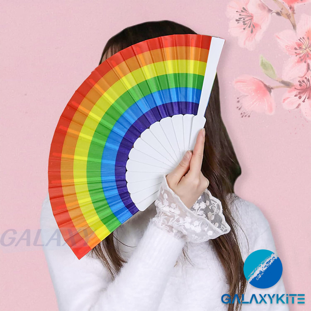 7 inch Children's Craft Folding Fan Rainbow Flat Fans Kindergarten ...