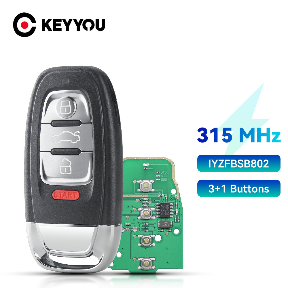 315MHz Smart Remote Car Key Control 3+1 Buttons For Audi A3 A4 A5 A6 A8 ...
