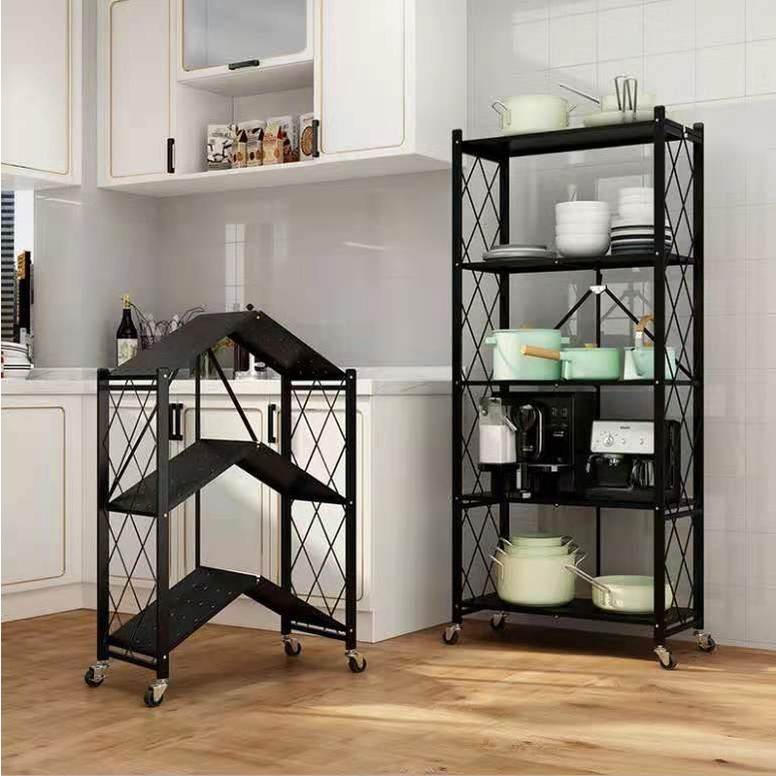 Multi-Layer Mobile Kitchen Foldable Storage Rack Easy To Assemble ...