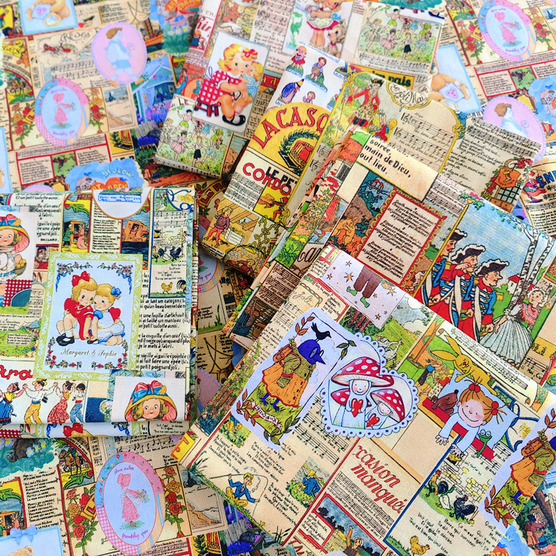 Cartoon Retro British cartoon newspaper and comic fabric cotton fabric ...