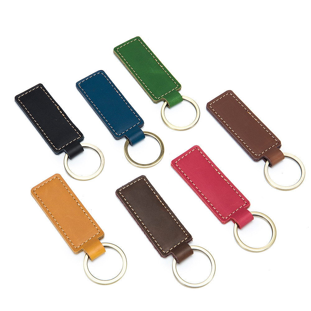 Wholesale split Leather ID Tag Key Chains Car Keychain Dog Tag ID Plate
