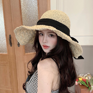 New Japanese Style Straw Hat Women's Summer Lace-up Big Brim Beach Hat 