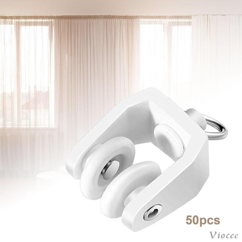 [Viocee] 50 Pieces Curtain Track Gliders Curtain Rail Track Pulley Curtain Rails Slides Sliding