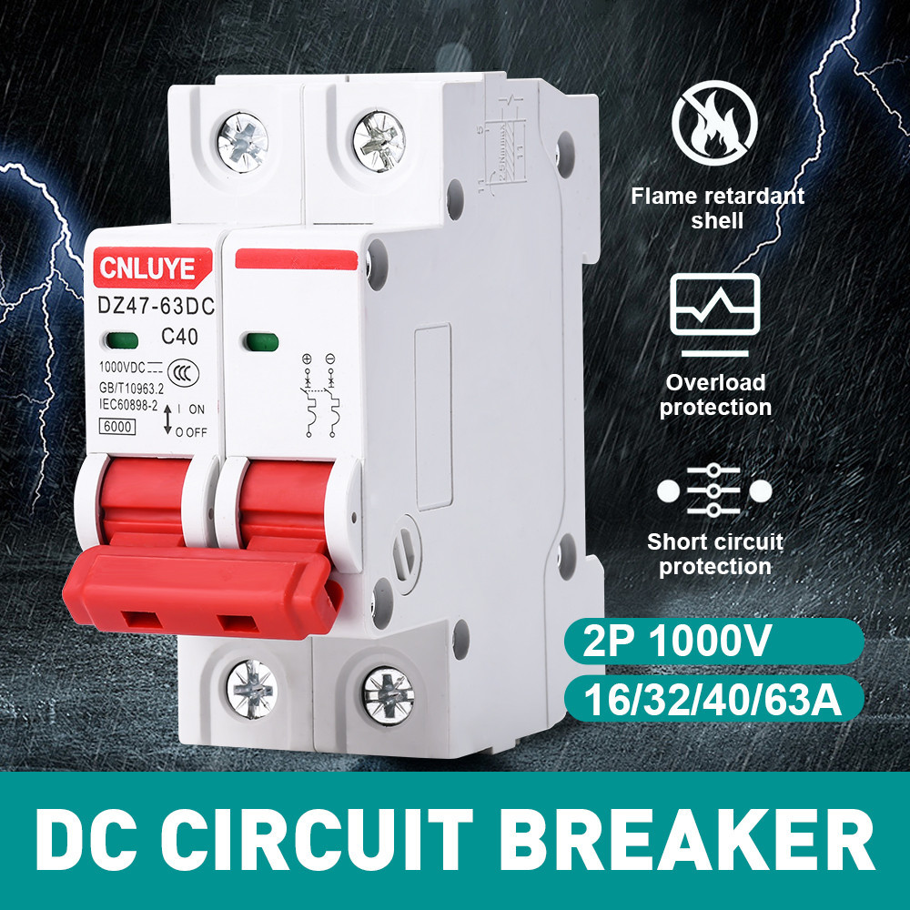 2-Pole PV Circuit Breaker 25A DC1000V – Waterproof Disconnect Switch With Transparent Cover For Solar Photovoltaic Systems, Off-Grid & RV
