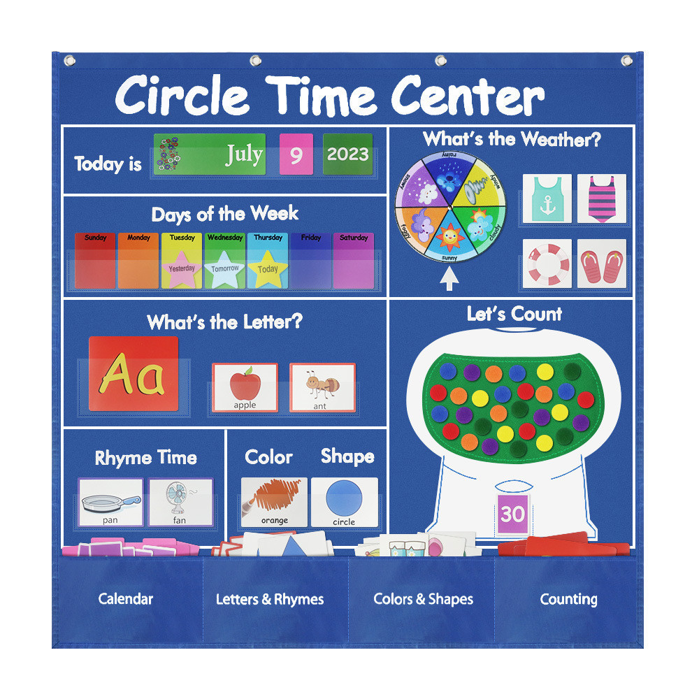 Counting Calendar Weather Pocket Chart Full-Color Cards for Classroom ...