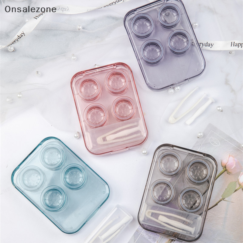 ONPH 2 Pair Candy Color Girls Contact Lenses Box Mini Clear Portable ...