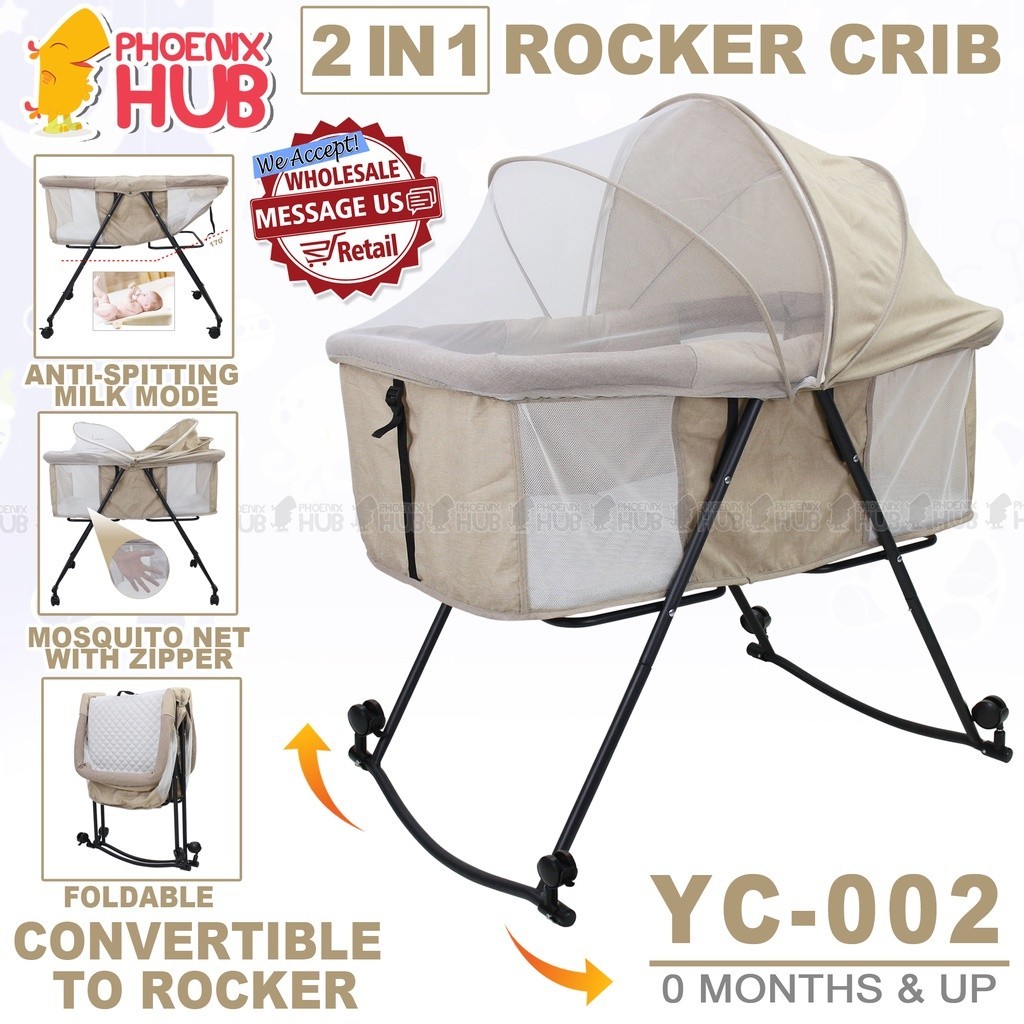 YC001 2 in 1 Rocker Crib Portable Baby Bed Cradle Portacot