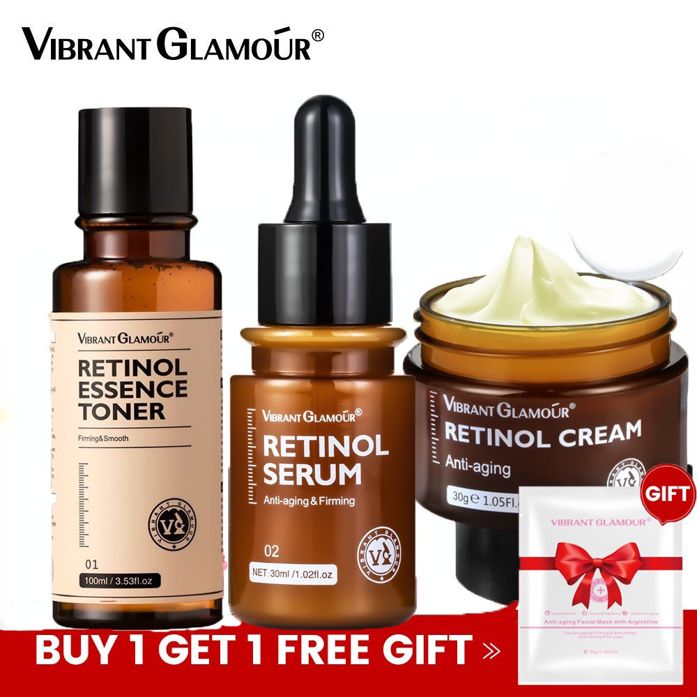 VIBRANT GLAMOUR FDA Retinol Set Face Cream+Facial Serum Toner VA Anti ...