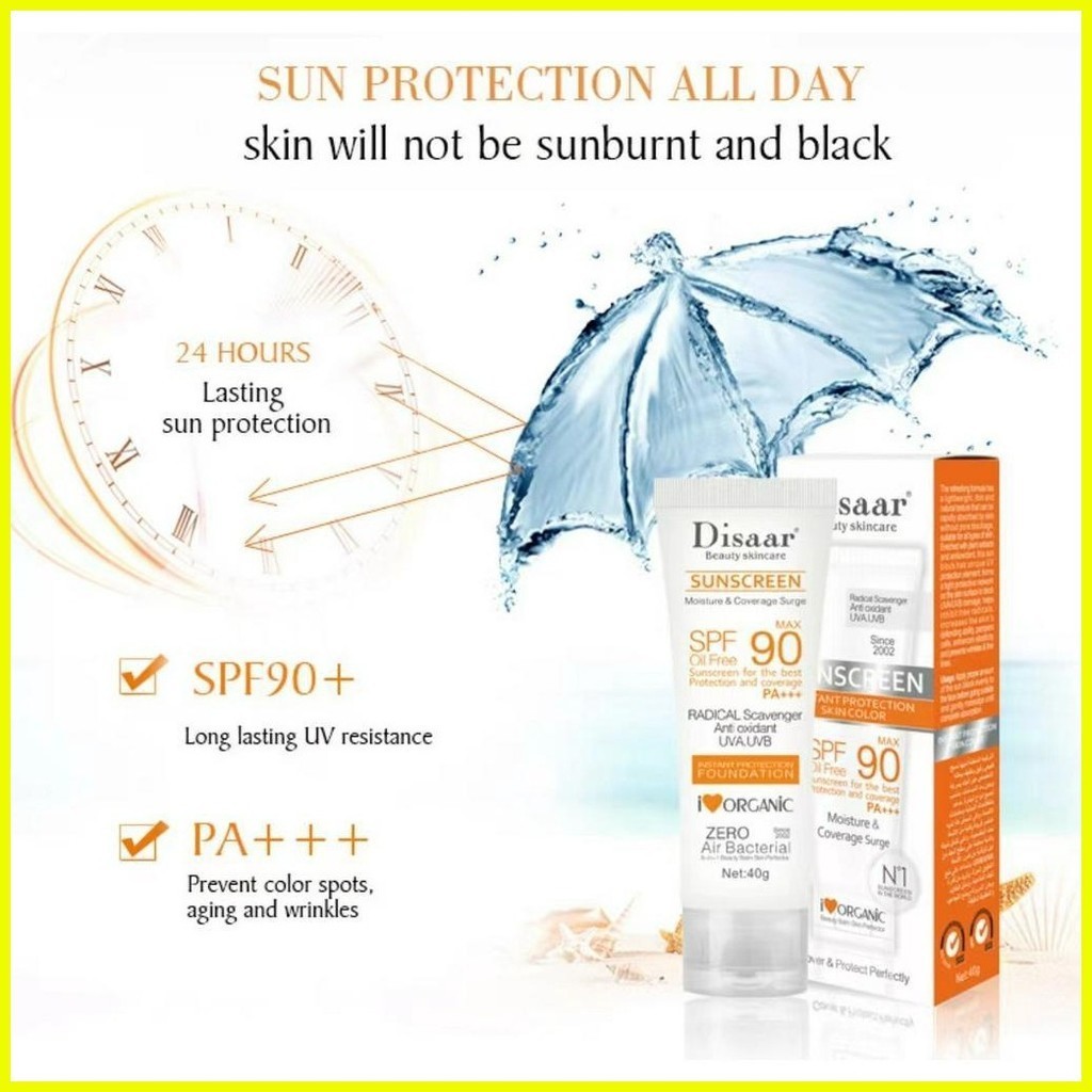 Disaar Facial Body Sunscreen Cream Spf 90 Pa Moisturizing Skin Protect Sunblock 40g Shopee 3774