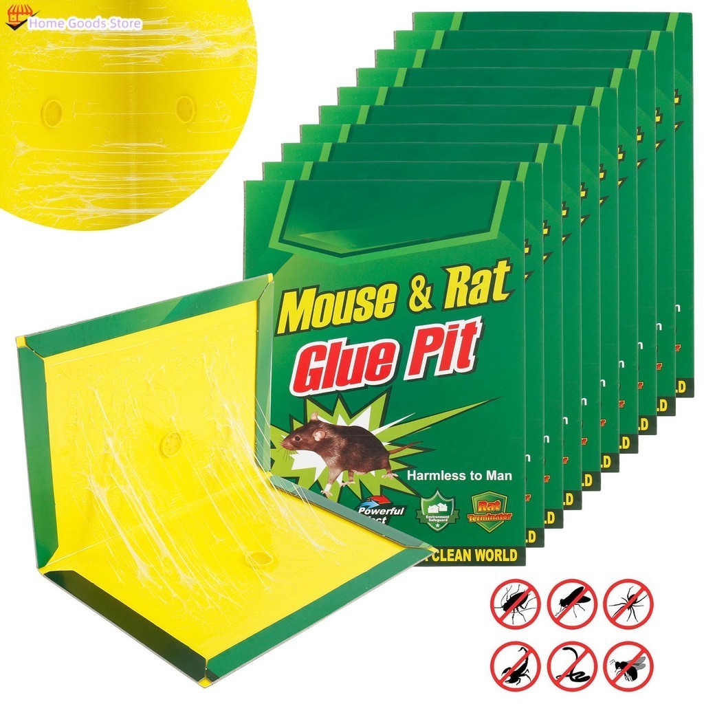 10Pcs Mouse Sticky Pads Strong Stickiness Rat Trap Boards Easy to Set ...