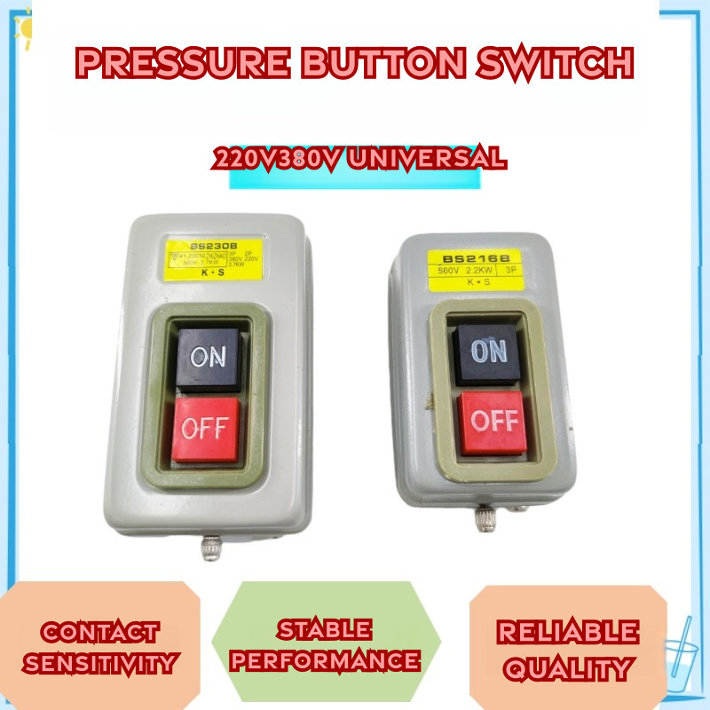 BS216B 3P On/Off Power Push Button Switch Self-Locking AC 220V/380V 10A ...