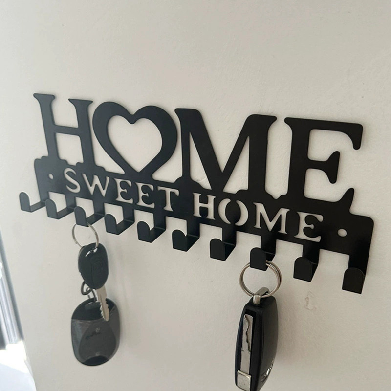 Key Rack For Wall Black Key Holder Key Organizer Racks For Wall ...
