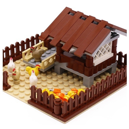 Farm Animal Plant Garden Chicken Coop Scene MOC Small Particles ...