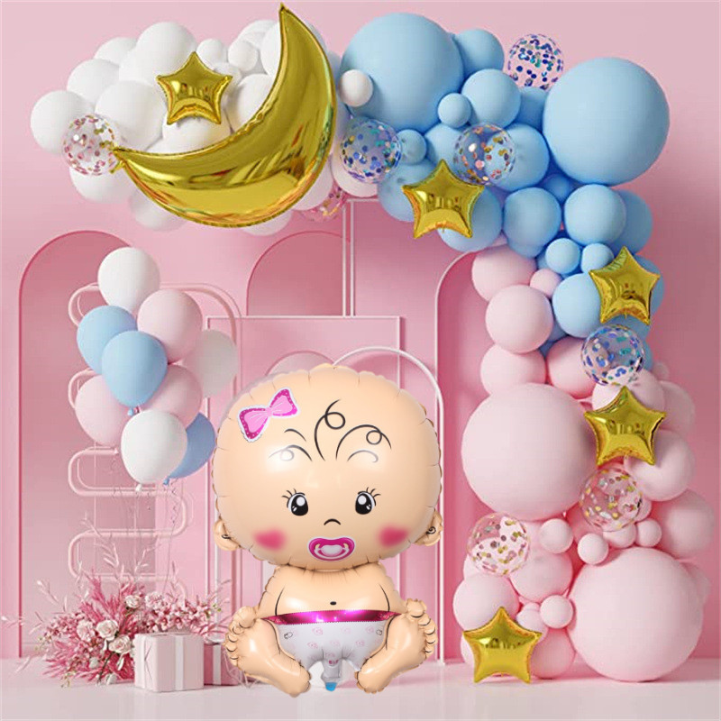 Kit Baby Shower Unisex - 72 Adesivi + Poster Divertenti Per Feste Di Rivelazione Sesso - Foto 6