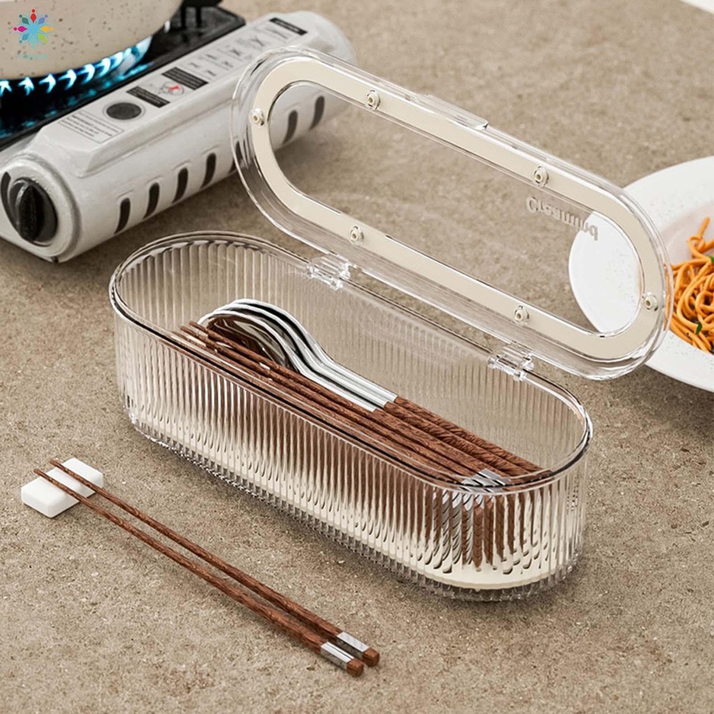 Kitchen Cutlery Container with Lid Silverware Storage Container with