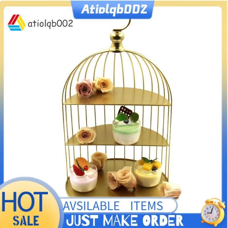 【atiolqb002】1 Piece Bird Cage Cake Stand,3Tier Metal Bird Cage Cupcake
