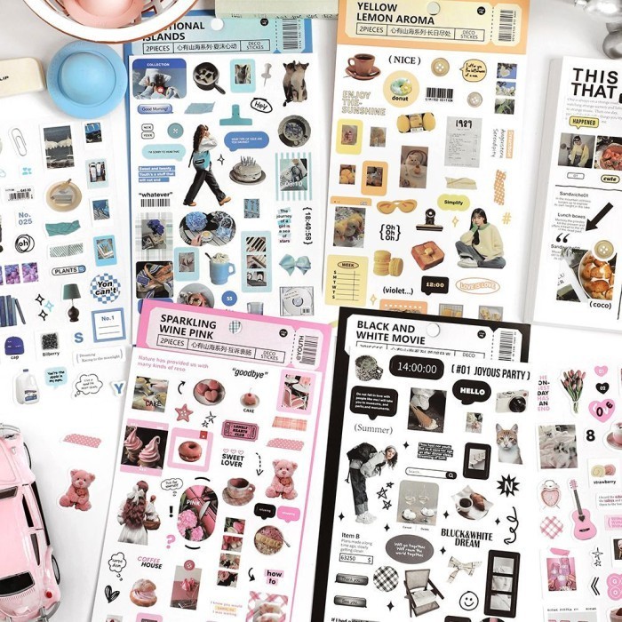 2 Sheets Daily Life Journal Aesthetic Stickers Waterproof Deco Stickers ...