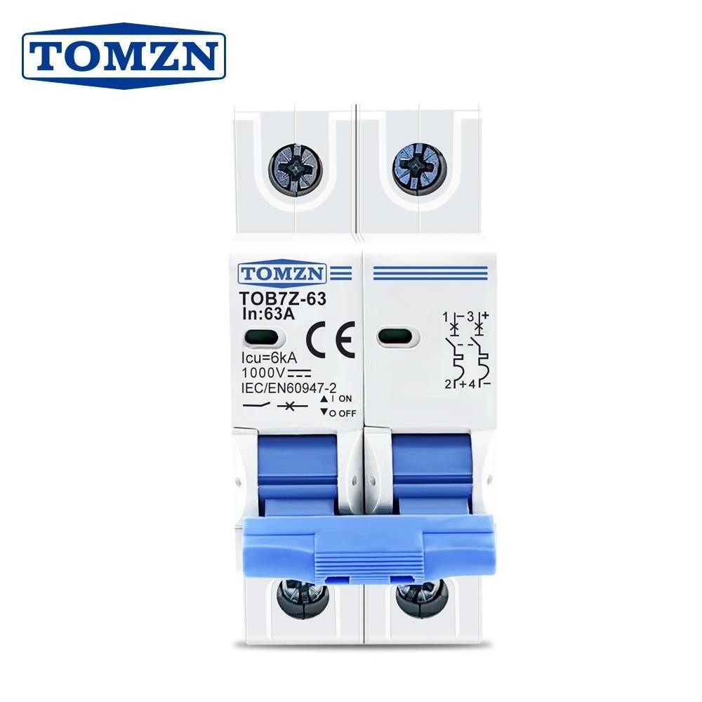 TOMZN TOB7Z-63 2P DC 1000V Solar Mini Circuit Breaker 3A 6A 10A 16A 20A ...