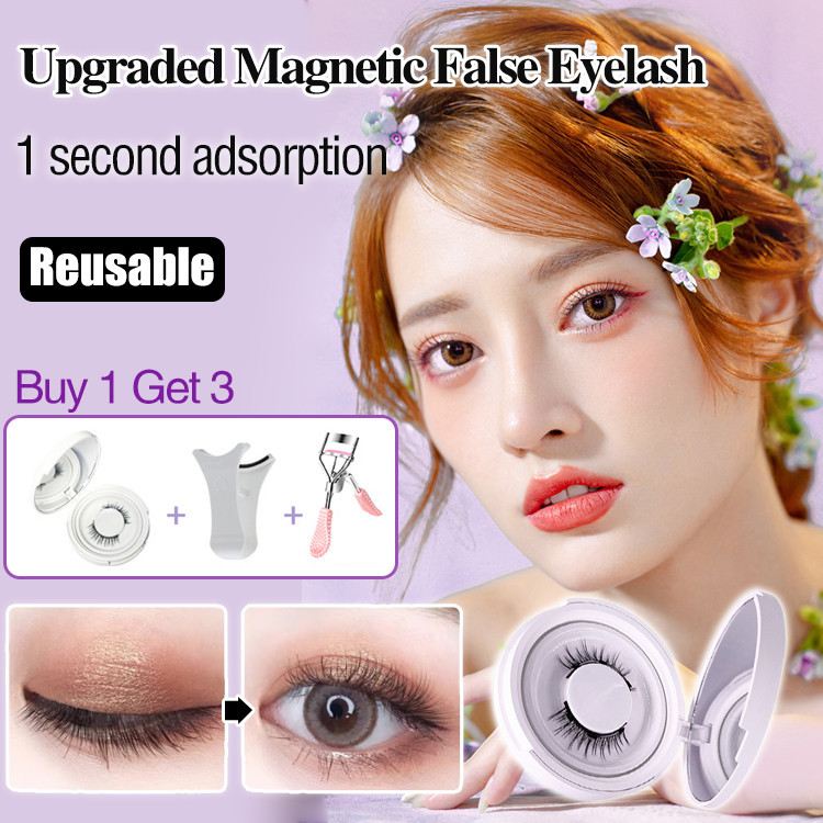 Natural Soft Magnetic False Eyelashes Reusable False Eyelashes No Glue ...