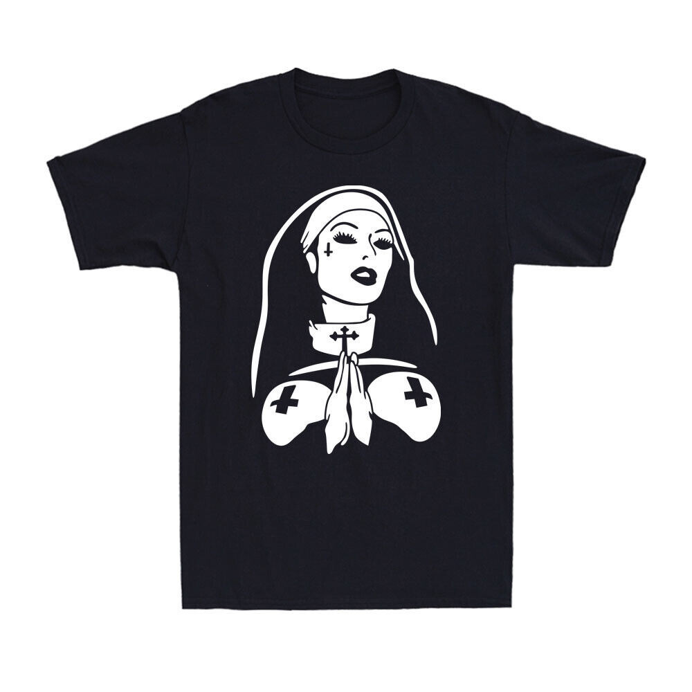 Unholy Bad Nun Religion Occult Gothic Evil Funny Satanic Nun Men'S T ...