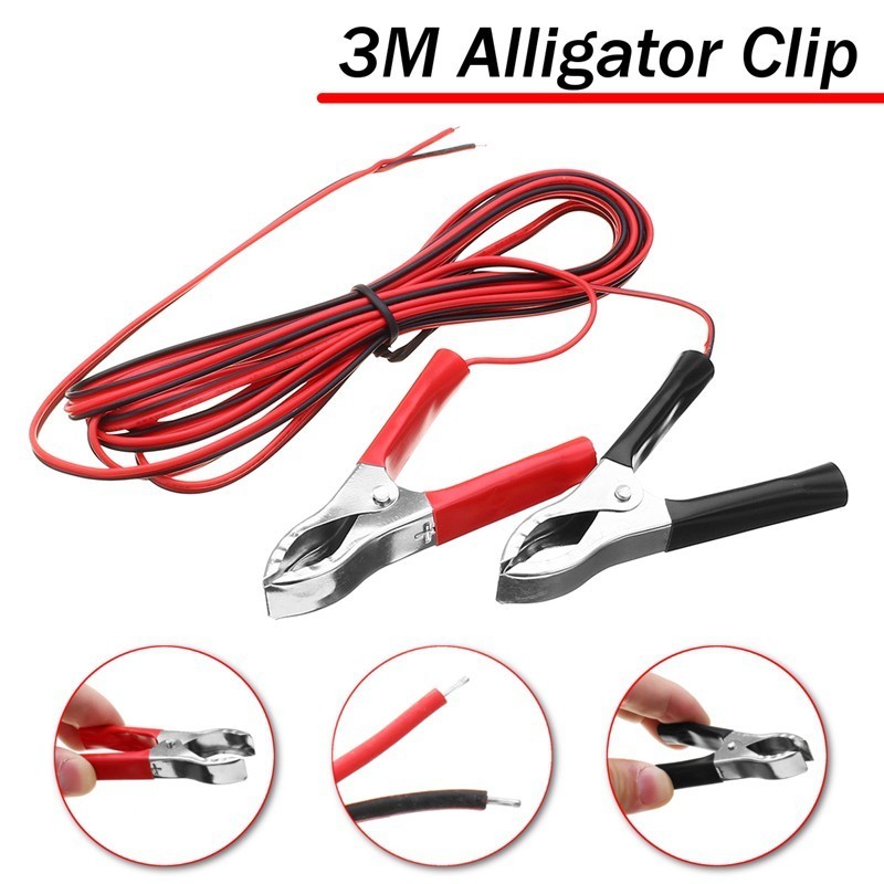 ADORABLEYOU 3M 3A Alligator Clip Cable Wiring Red+Black For Battery ...