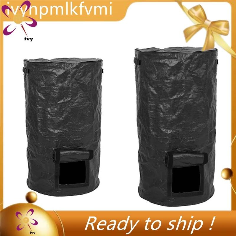 [Ivym] Collapsible Garden Yard Compost Bag with Lid Fertilizer Waste ...