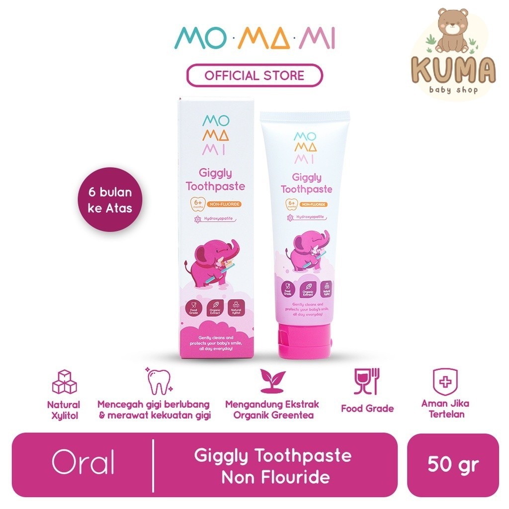 Momami Giggly Toothpaste Xylitol Non Flouride 50g - Toothpaste Children ...