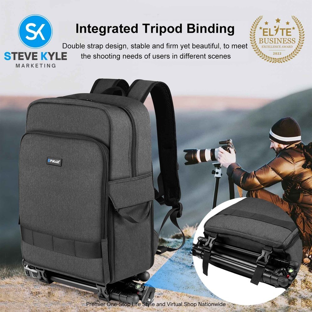 PULUZ Outdoor Portable Waterproof Scratch-proof Dual Shoulders Backpack Camera Bag Digital DSLR Photo Video Bag, laptop backpack