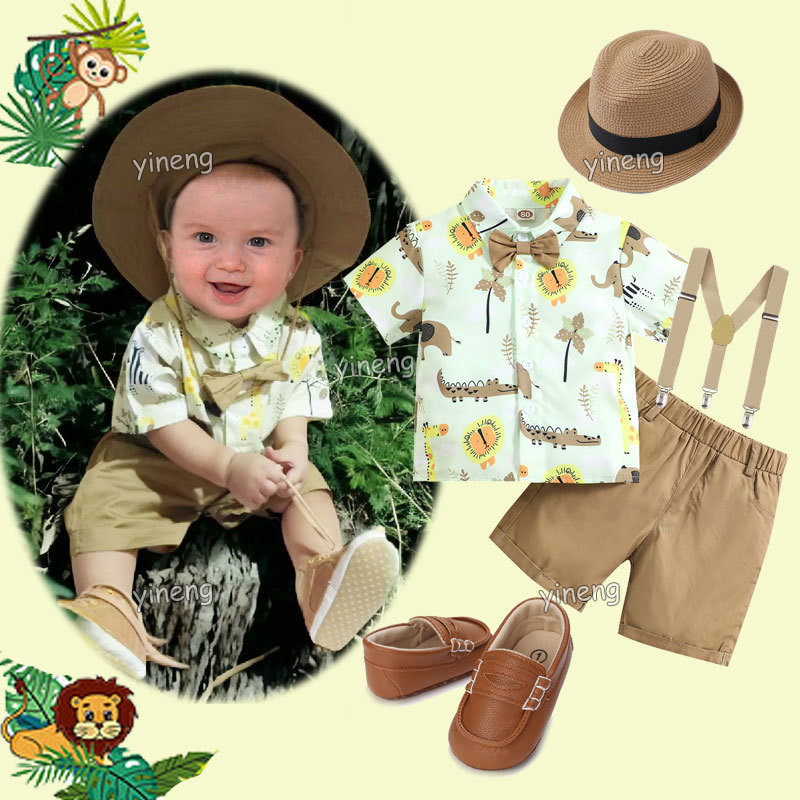 Zookeeper Costume Jungle Safari Costume for Baby Boy Animal Prints