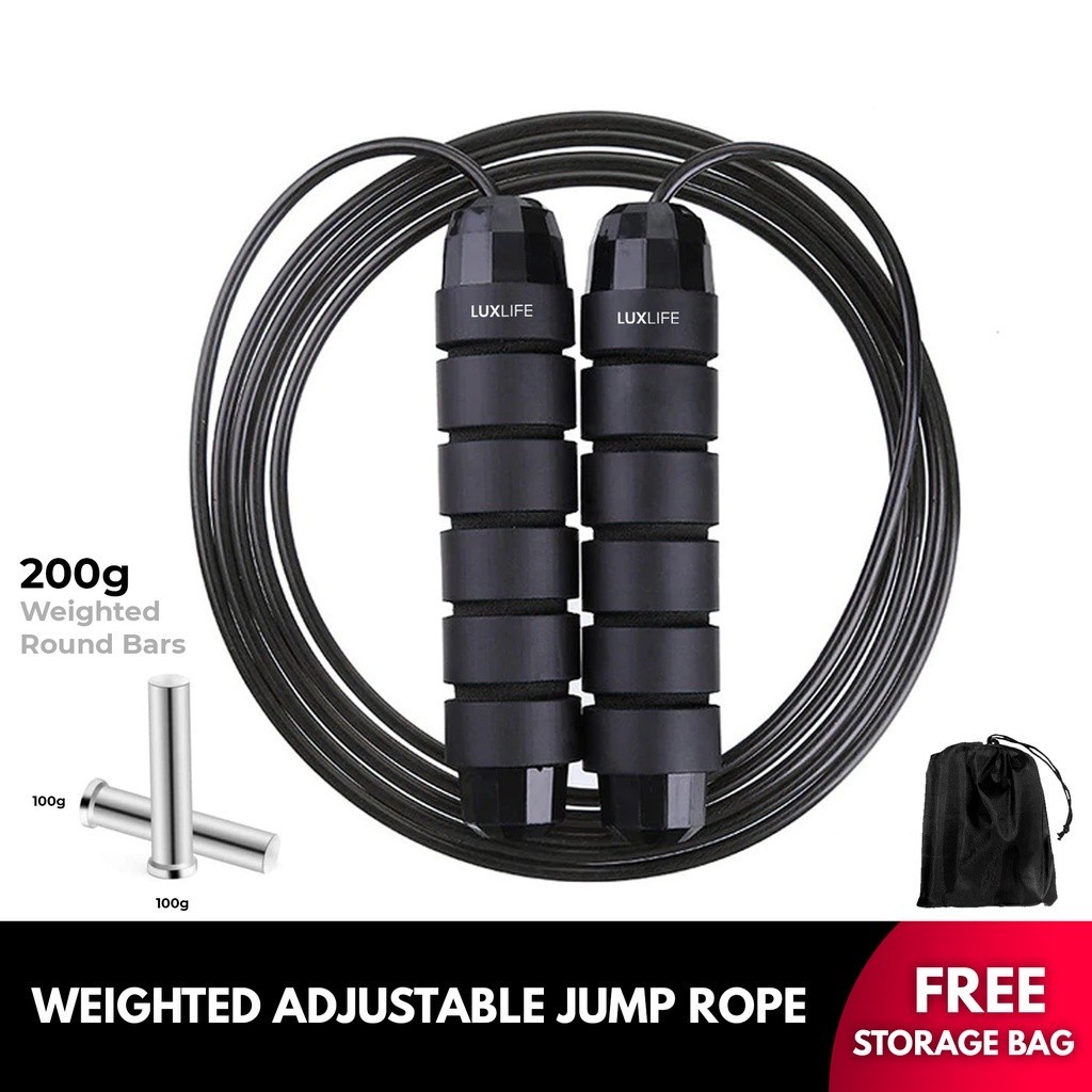 LUXLIFE Weighted Speed ♣ Jump Rope Adjustable Tangle-free Fitness Sport ...