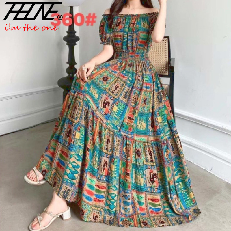 THHONE Summer Dress for Women 2023 Vestidos Robe para mujer Maxi Long Boho Bohemian Indian Clothes Korean Fashion Casual Dresses Shopee Philippines