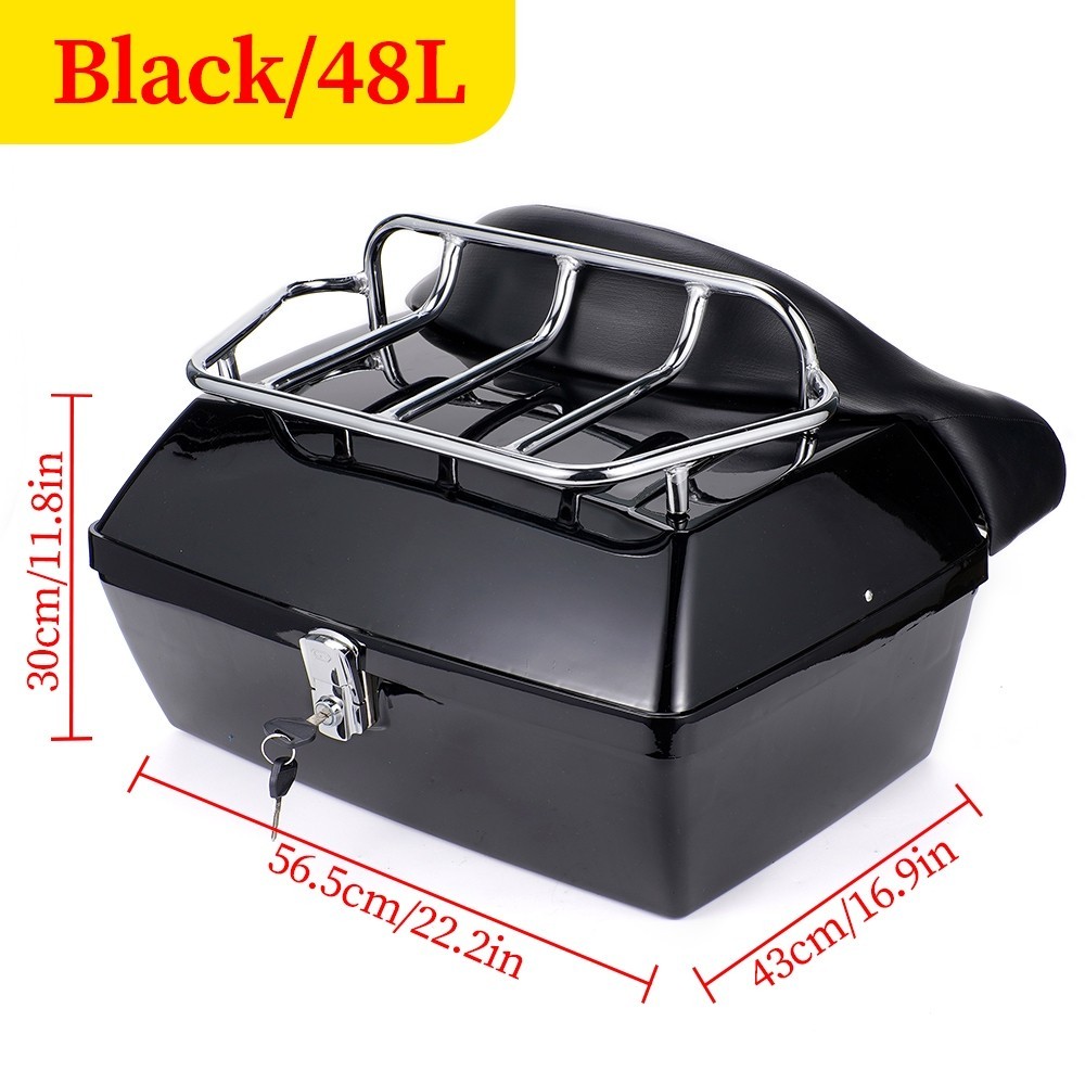 48L Universal Motorcycle Trunk Rear Storage Box Tail Luggage Trunk Case Toolbox Backrest Pad Scooter Scooter Motorbike | Philippines