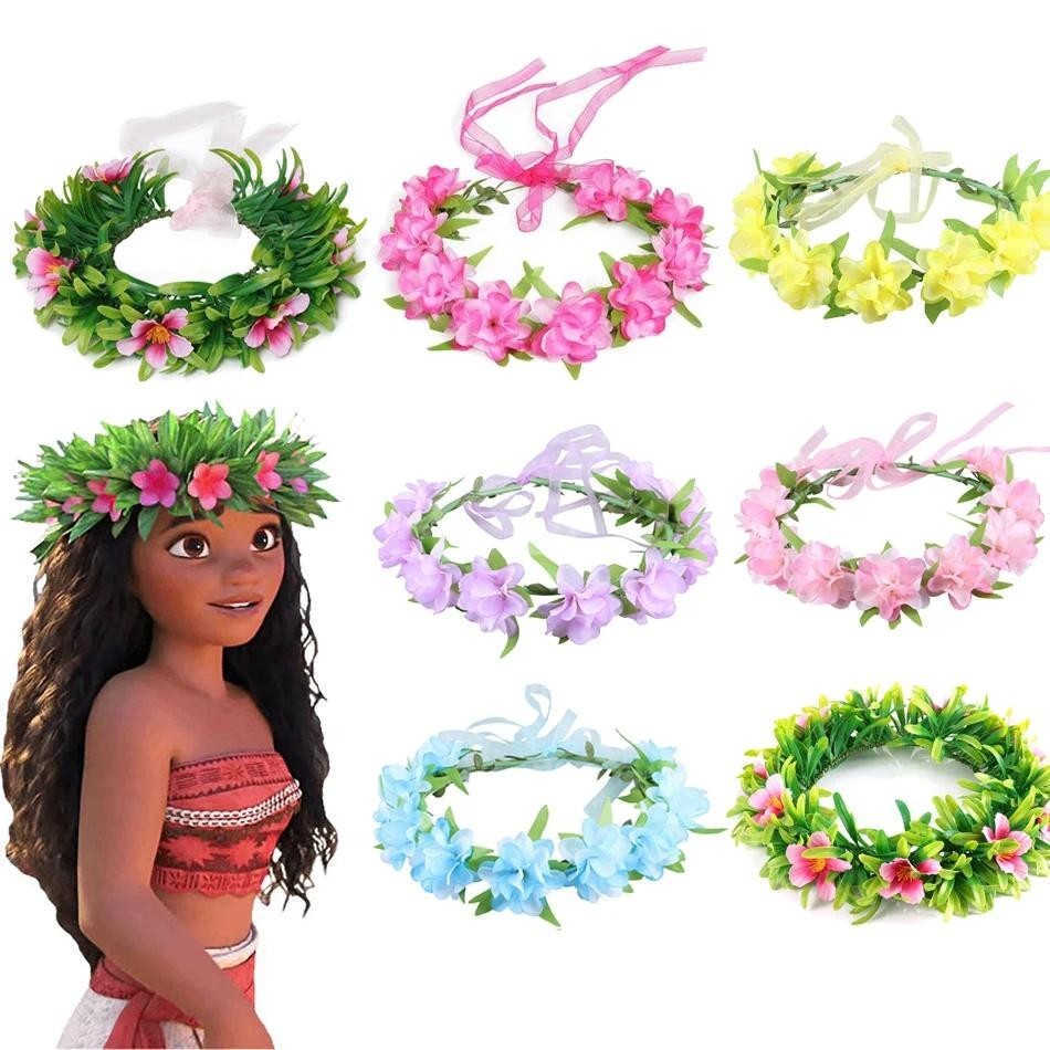 Kids Moana Garland Green Wreath Women Girl Hair Accessories Headwear ...